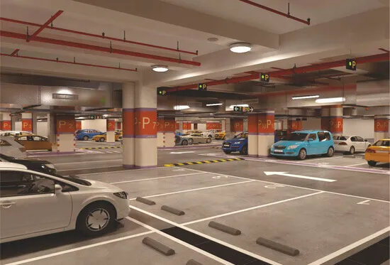 Spacious basement parking facility at Surat Diamond Bourse