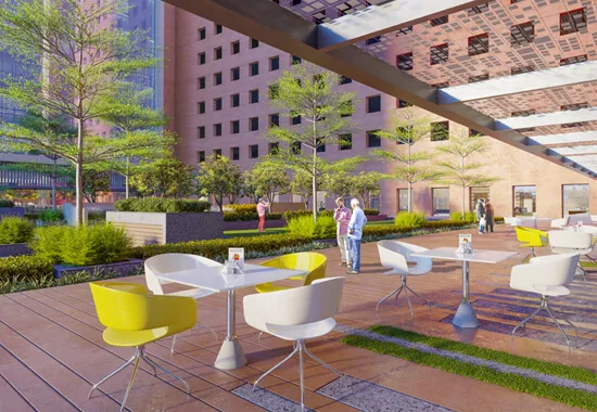 Al-fresco meeting area and recreational zone at Surat Diamond Bourse