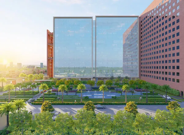 Beautiful green courtyard garden at Surat Diamond Bourse