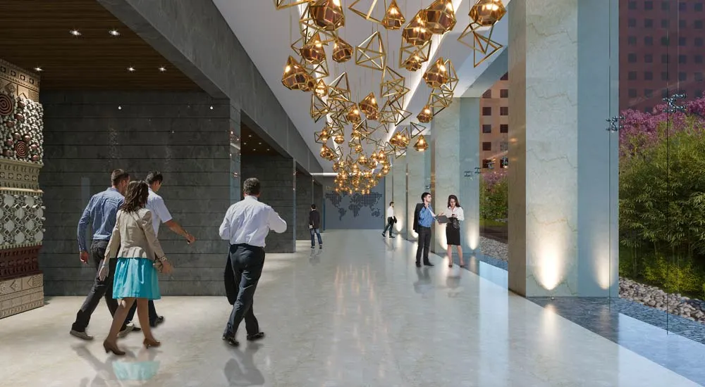 Digital wall foyer view at Surat Diamond Bourse mobile version