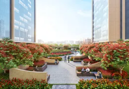 Modern architectural landscape and pathways at Surat Diamond Bourse