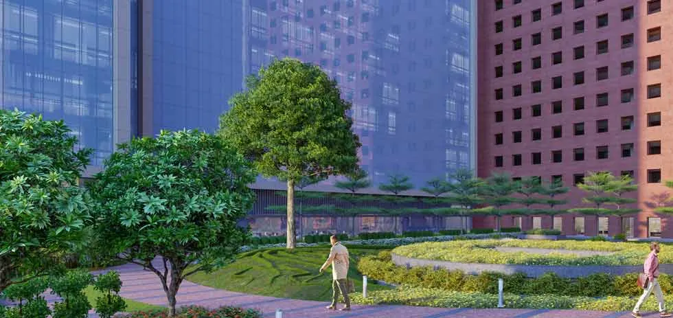 Earth element themed wall at Surat Diamond Bourse Panchtattva