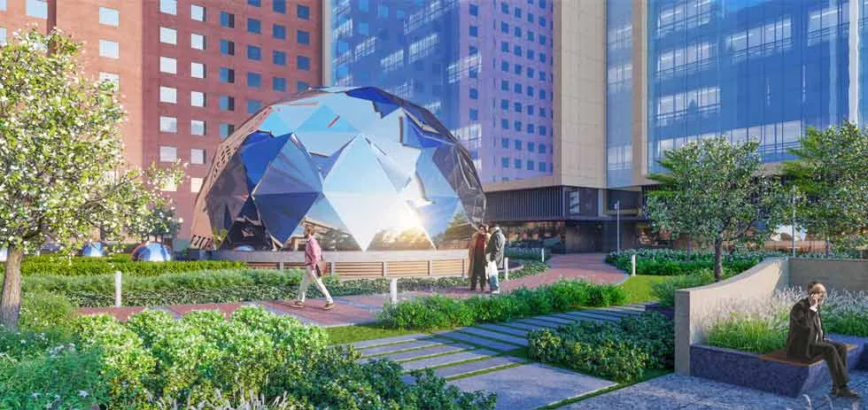 Sky element themed wall at Surat Diamond Bourse Panchtattva